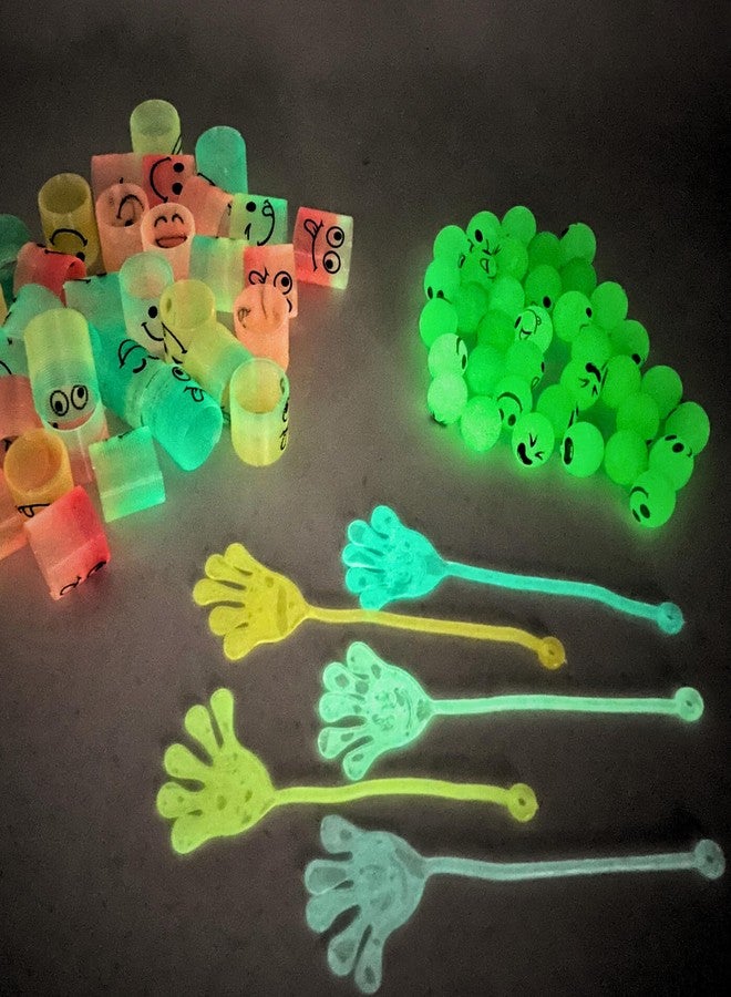 4E's Novelty 108 Pcs Glow in The Dark Toys - 36 Bouncy Balls, 36 Coil Spring, 36 Sticky Hands, Bulk Party Favor or Kids Goodie Bags Birthday Party Supplies, Easter Egg Filler & Basket STuffers - Image 2
